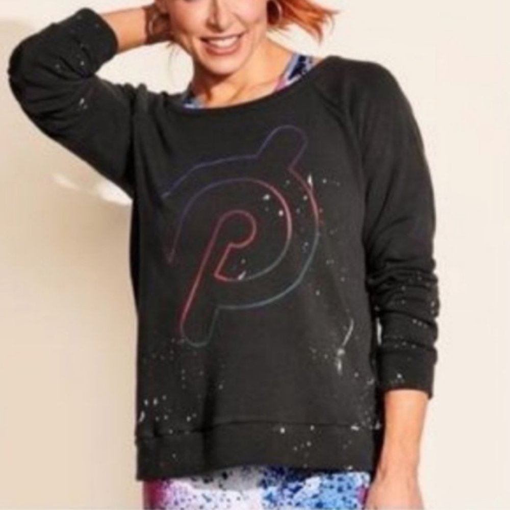 Peloton X Chaser Splatter Crew Sweatshirt black size Medium